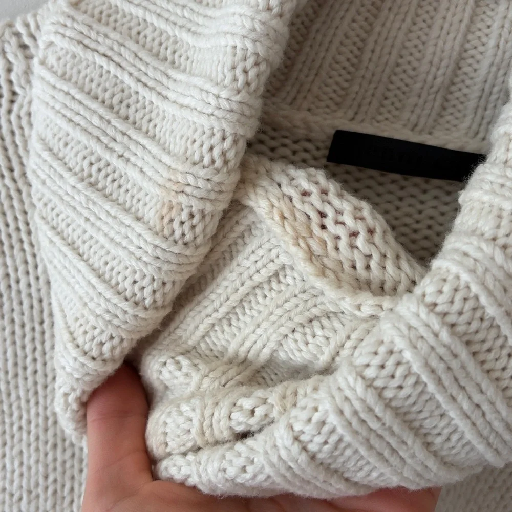 Jenni Kayne Cotton Blend Turtleneck Ivory Sweater - XS